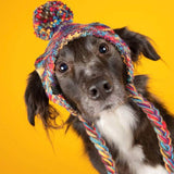 Gorro de tricô pom pom para cachorro - Caleidoscópio