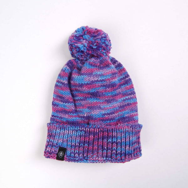 Human Pompom Hat - Purple & Lavender