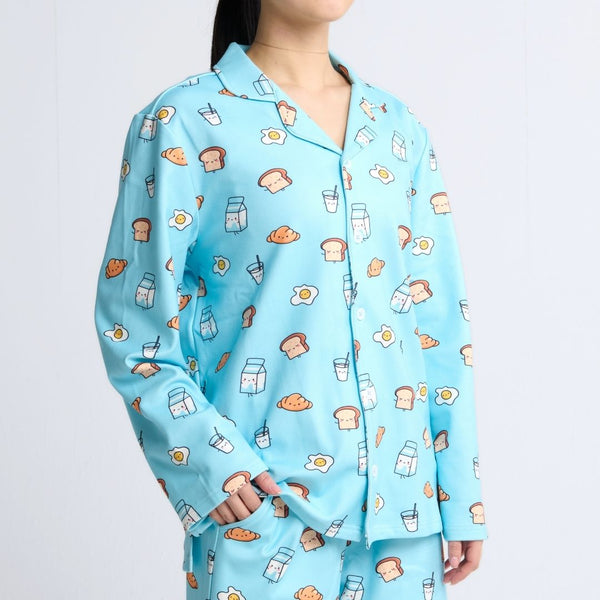 Human Pajama Top - Breakfast Blue