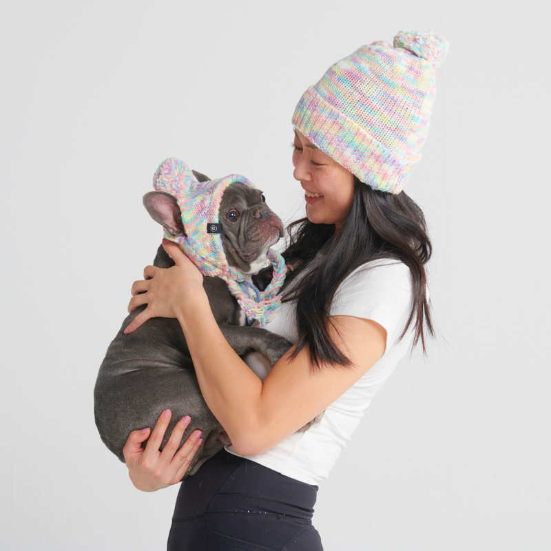 Knit Matching Human Pom Hats