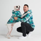 Velvet Dog Hoodie - Turquoise Checkered