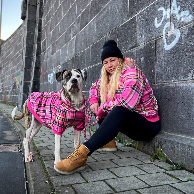 Pink Plaid Human Hoodie