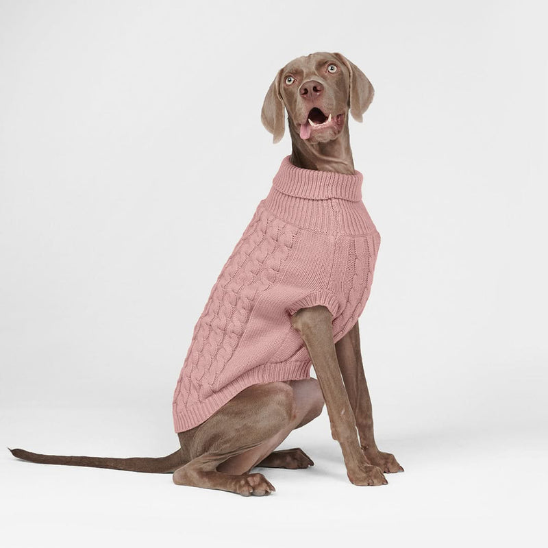 Cable Knit Dog Sweater - Pink