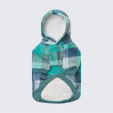 Velvet Dog Hoodie - Turquoise Checkered