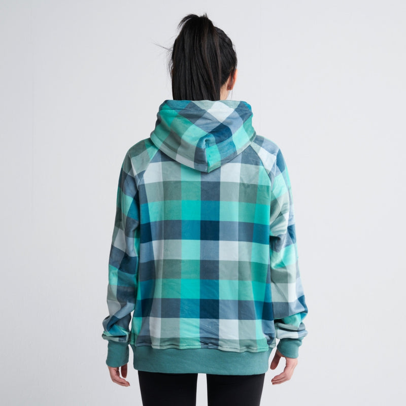 Velvet Human Hoodie - Turquoise Checkered