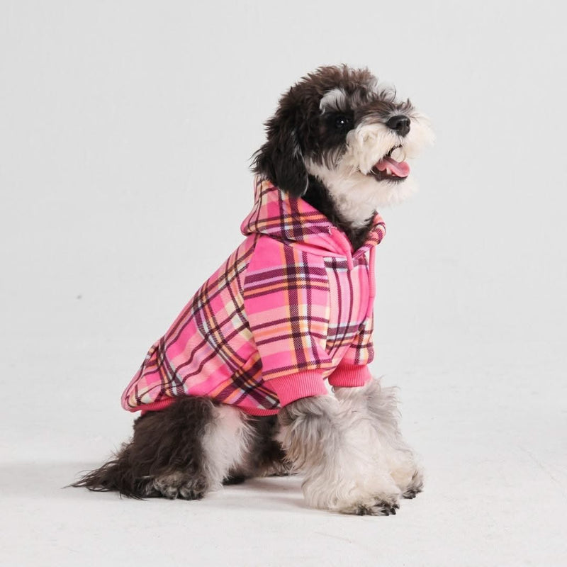 Pink Plaid Dog Hoodie