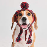 Knit Pom Pom Dog Beanie Hat - Red & Black