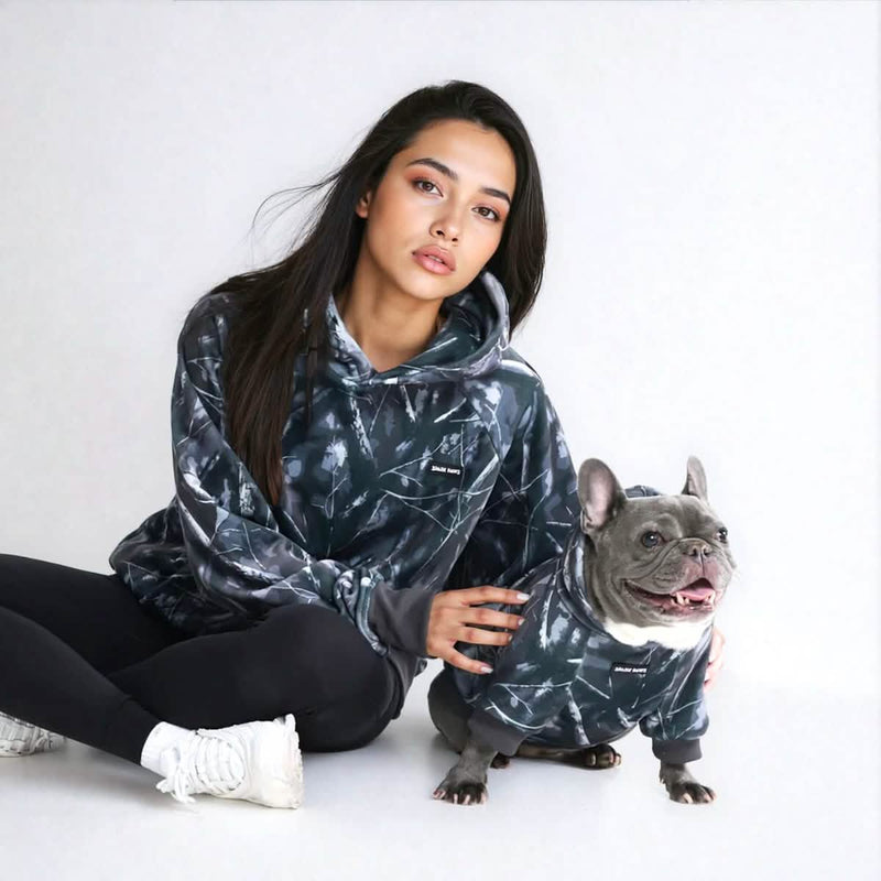 Concrete Wood Dog Hoodie - Asphalt