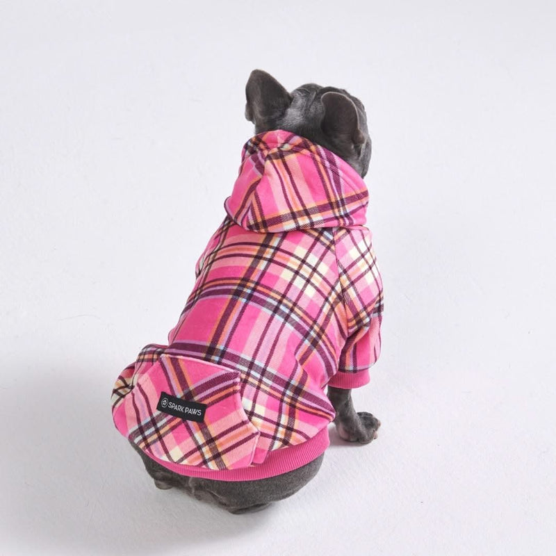 Pink Plaid Dog Hoodie