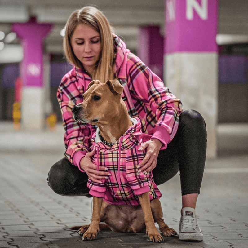 Pink Plaid Dog Hoodie