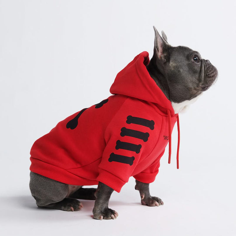 "WOOF" Dog Hoodie - Red (SIZE S & M)