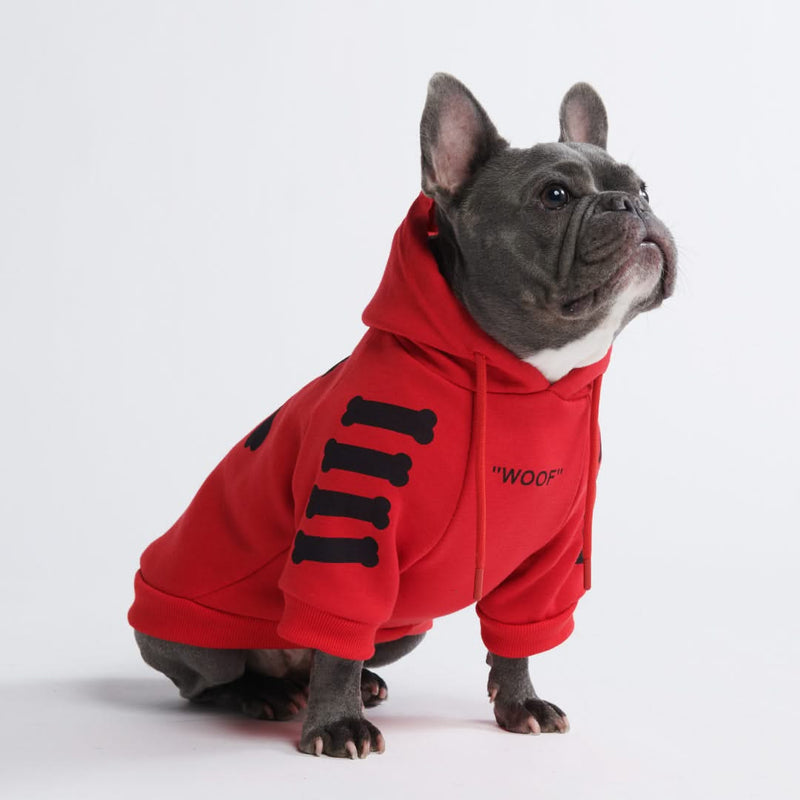 "WOOF" Dog Hoodie - Red (SIZE S & M)