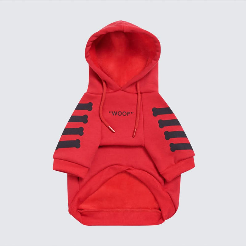 "WOOF" Dog Hoodie - Red (SIZE S & M)